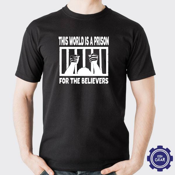 This World Is A Prison Half Sleeve Islamic T Shirt (Black)