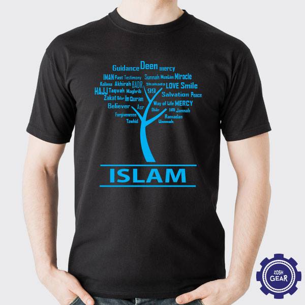 Islam Tree Half Sleeve Islamic T Shirt (Black)